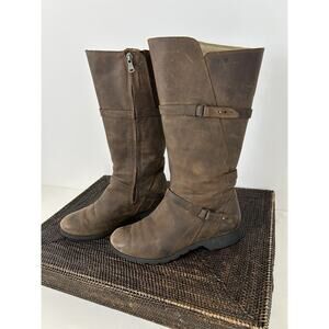 Teva Brown Heeled Boots with Decorative Buckles